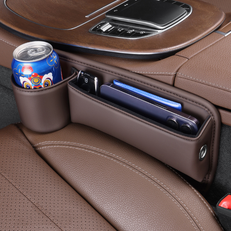 Caja de almacenamiento organizadora para espacio de asiento de coche, cartera multifunción de bolsillo, llaves, tarjetero, soporte para teléfono, caja de almacenamiento portavasos automático, 1 Uds.