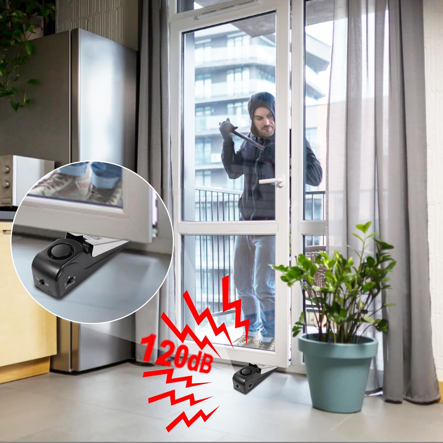 Türstopper-Alarm, 120 dB, Türstopper, Keil-Türstopper, Alarm, Ideal für Reisen, Hotel, Zuhause, Sicherheit, Türstopper, Sicherheitswerkzeuge