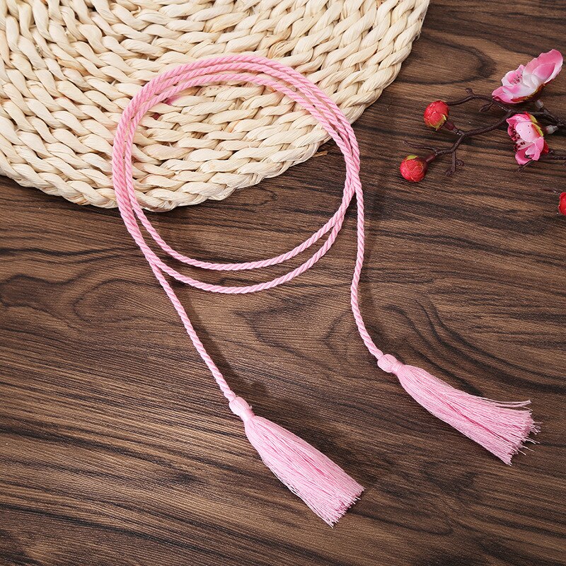5 stk 80cm farger dobbel-ende lange dusker trim gjør-det-selv håndverk manuell vevd midje tau gardin binde tau frynser trim klær tilbehør: Rosa