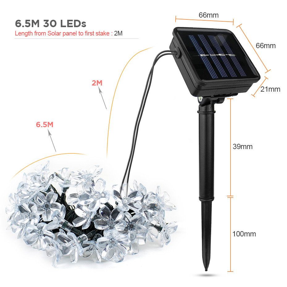 30/50/100/200 LEDs Fairy Lights Solar Powered Warm White/White/RGB Waterproof Outdoor Garden Decoration Solar Led String Light: Flower 30LEDs / Multi Color