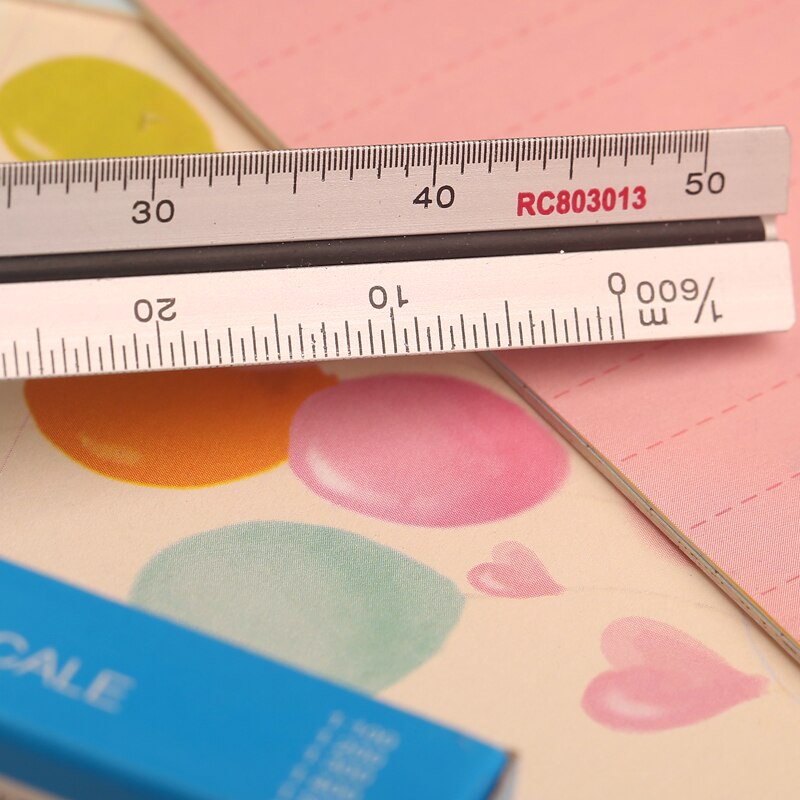 2PCS REDCIRCLE Aluminum Alloy Architect's Scale Ruler 10cm 1:100-600 Triangular Metal Scale
