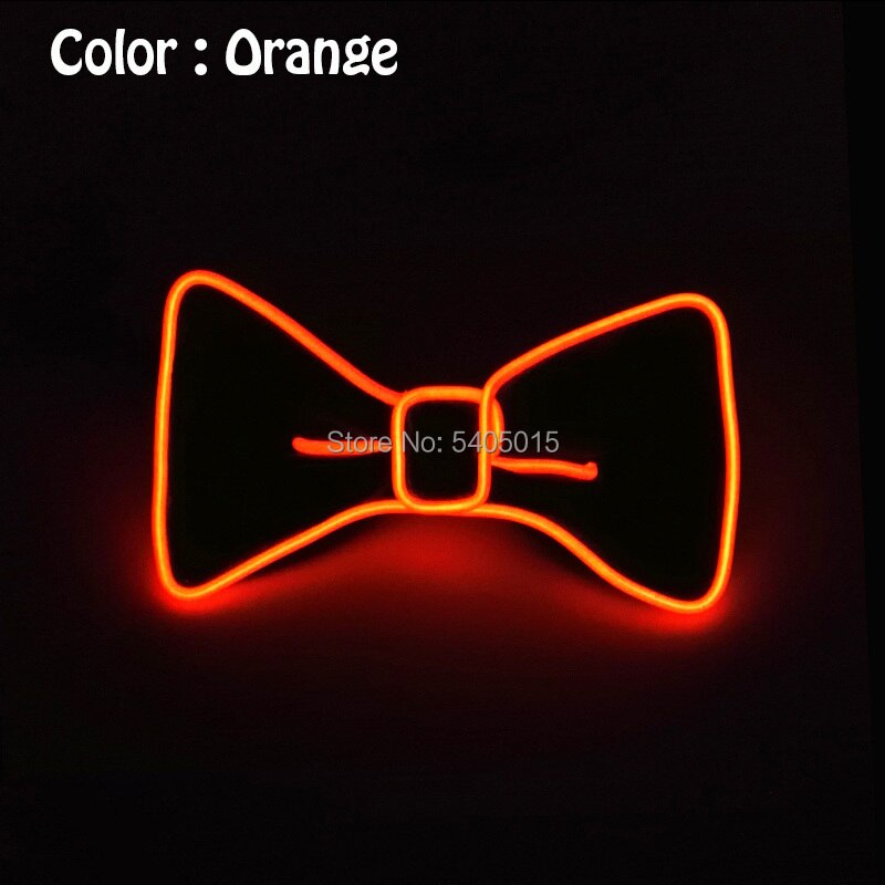 Pajarita de alambre brillante para fiestas, suministros para carnaval, decoración artesanal para vacaciones, 10 colores opcionales, , alimentado por DC-3V EL: Orange