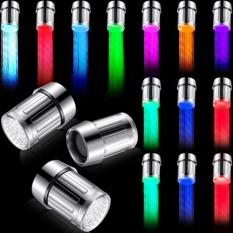 Temperaturempfindlicher LED-Wasserhahn, wassersparend, für Küche, Badezimmer, Sensor, 7, Farbwechsel, Wasserhahn, Kopfbelüfter, Wasserhahn, Düse, Dusche