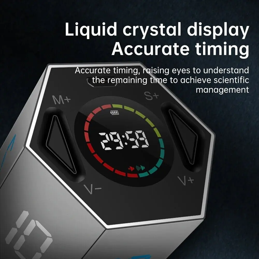 Digital Cube Timer,Magnetic Visual Timer with Flip Countdown and LED Display, Cube Digital Timer for Kitchen Cooking, Work