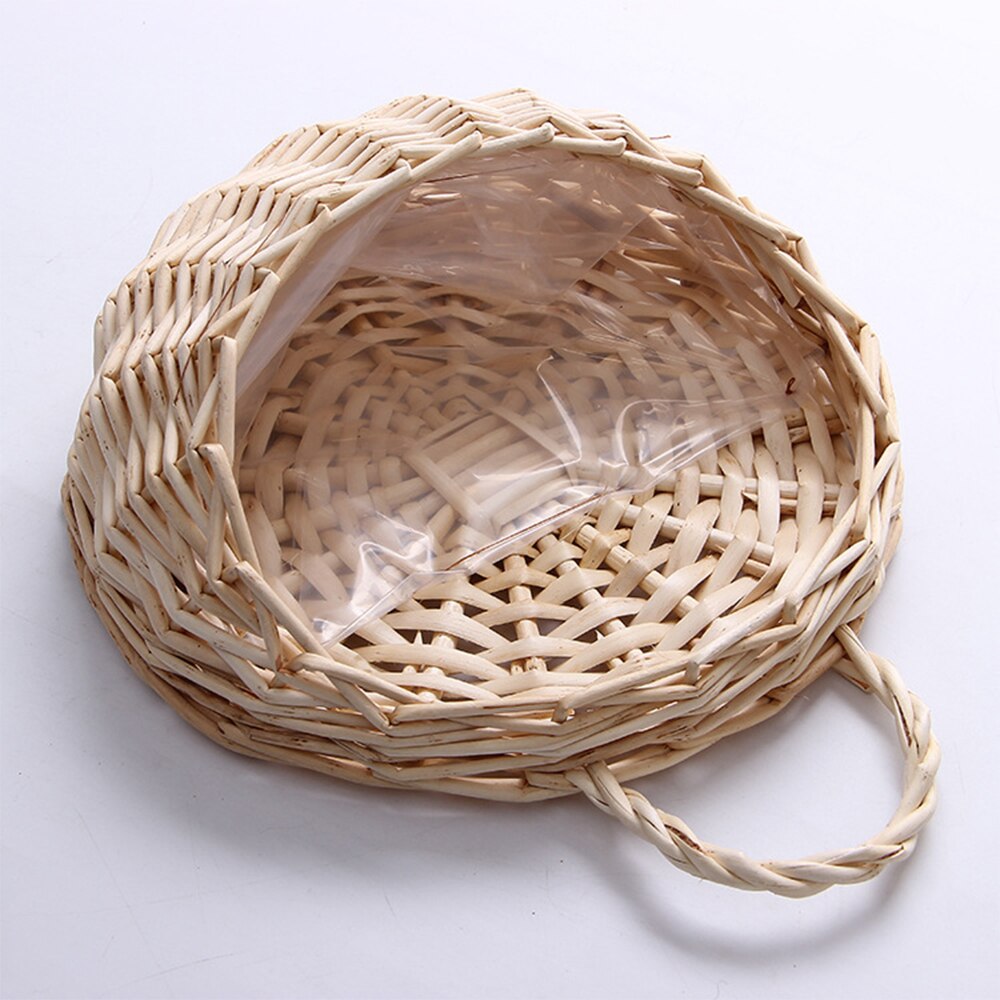 Cesta de mimbre hecha a mano, canasta colgante para plantas de jardín en material ratán para flores o plantas colgantes, ecológica y duradera