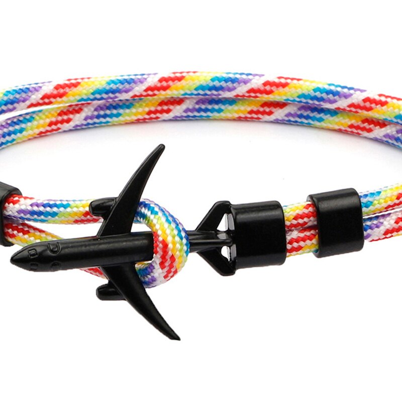 Airplane Anchor Bracelet Men Polyester Wrist Rope Bracelet Sport Jewelry BMF88