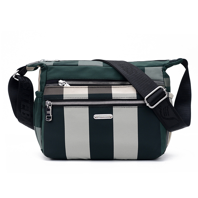 Sac à bandoulière en Nylon Hobos pour femmes, sac à main à carreaux étanche, souple à fermeture éclair, portefeuille multi-usages, collection décontracté: Green