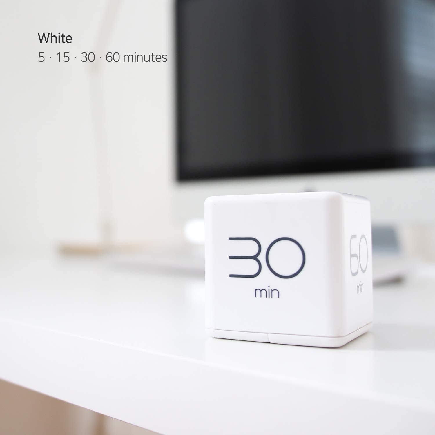 Mooas Cube Timer 5, 15, 30 and 60 Minutes Time Management (White), Kitchen Timer, Kids Timer, Workout Timer