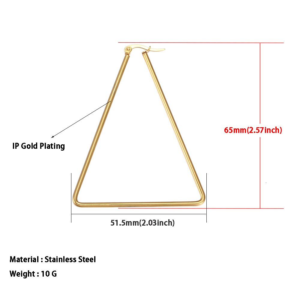 Geometric Hoop Earrings For Women Stainless Steel Gold Color Big Large Earrings Statement Jewelry: 1791 Gold 51mm