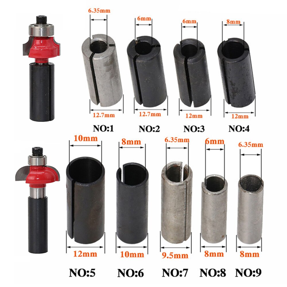 1Pc Hoge Cnc Router Bit Tool Adapters Precisie Adapter Collet Frees Houder 6Mm 6.35Mm 8Mm 10Mm 12Mm 12.7Mm