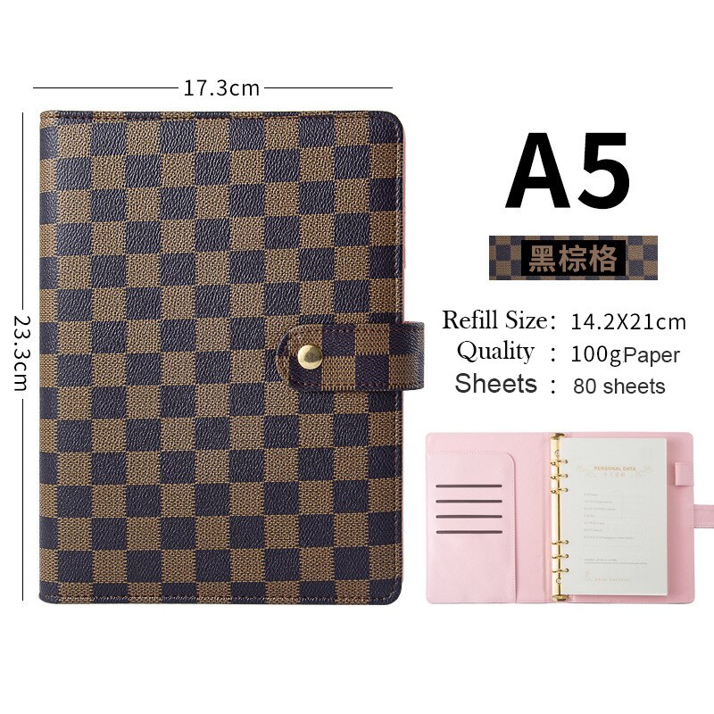 A5 Notebook Losbladige Hoogwaardige Lederen Cover Lattice Notebook & Journal Schedule Boek Notebook Lederen Case: Cover And Innerpage1