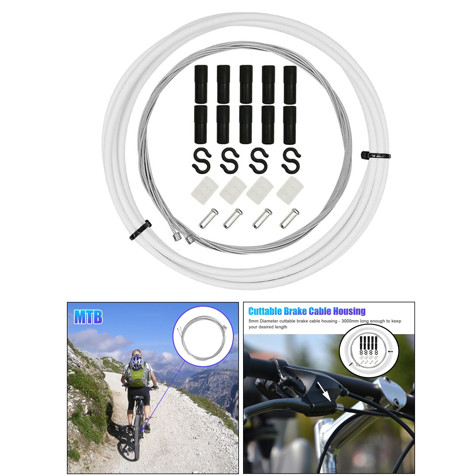 Universal Bike Bicycle Shift Cable and Housing Set, Basic Derailleur Cable Replacement Kit