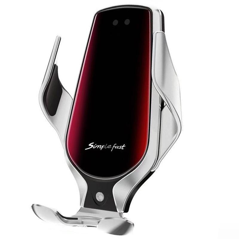 R3 Automatische Spann Auto Qi Drahtlose Ladegerät 10W Schnelle Lade Für Iphone 11 Pro XR XS Huawei P30 Pro auto-Sensor Telefon Halter: Silver