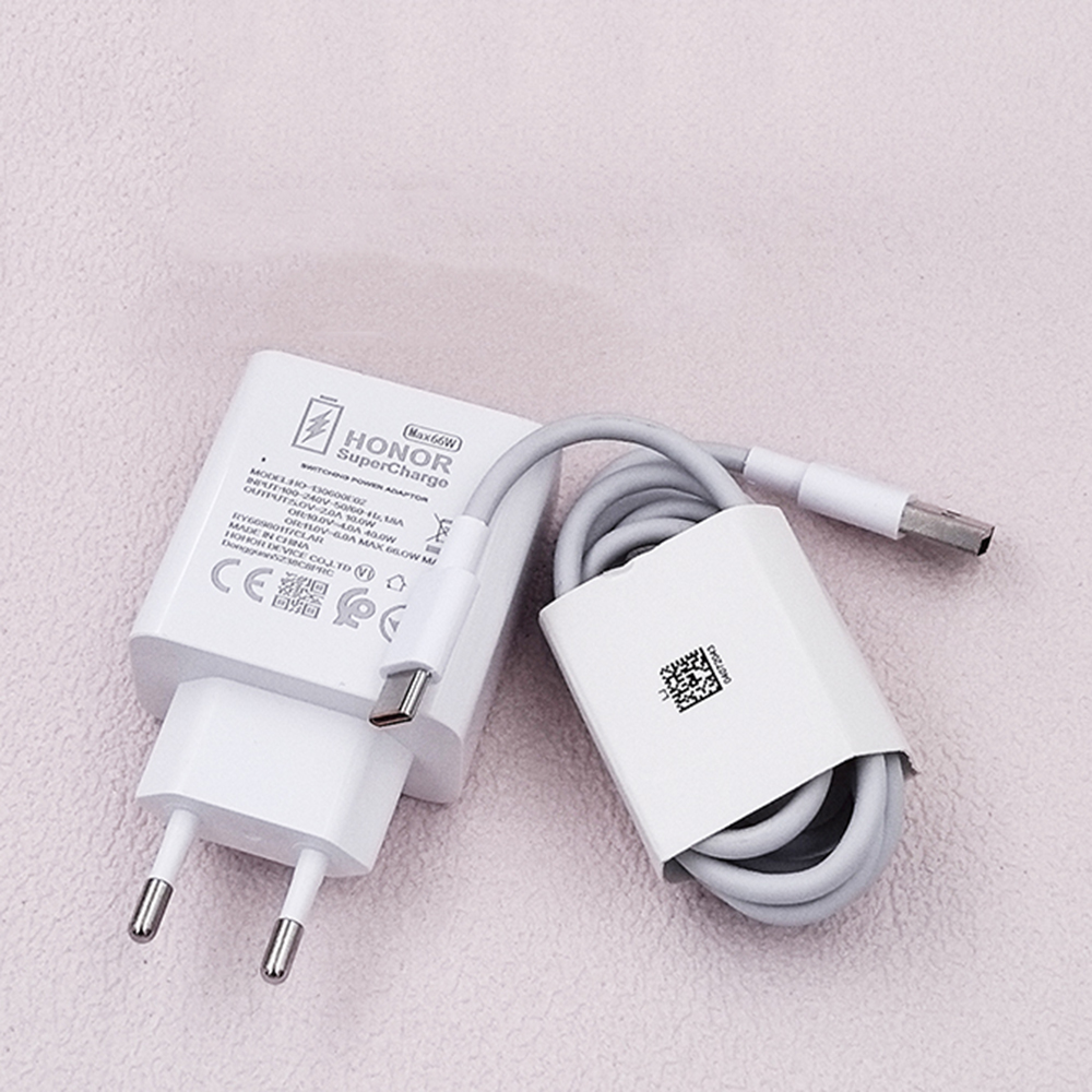 Honor 66W SuperCharge Snellader - EU/US Stekker, USB-C Kabel, GaN Technologie, Qualcomm & Huawei Quick Charge: Eu