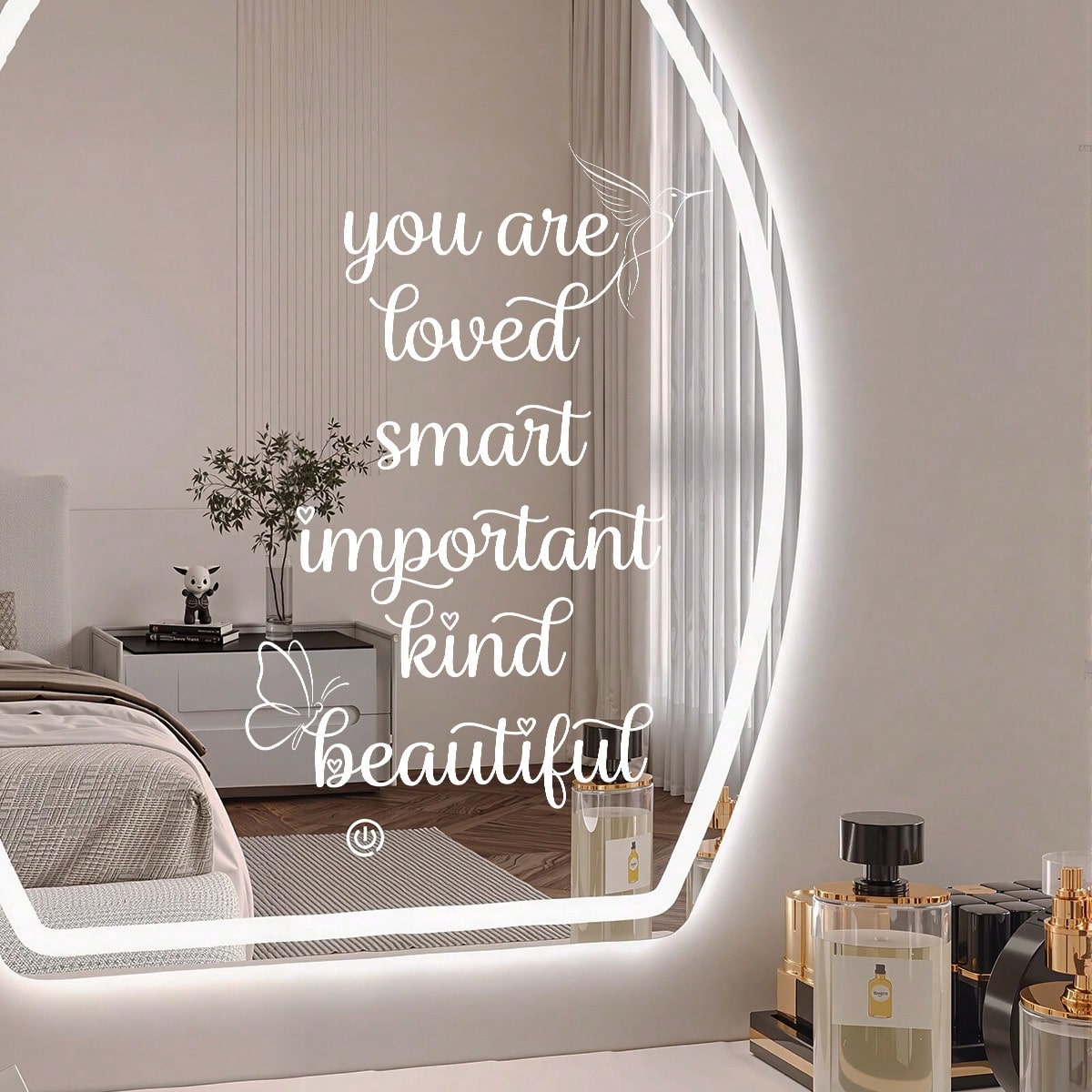 White&Black You Are Loved Mirror Decal – Inspirational Self-Love Vinyl Sticker, Mirror Decal Stickers, For Car Bathroom Decor