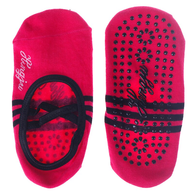 Yoga Socken Damen - Anti-Rutsch Bandage Grip - Belüftung - Pilates & Tanz: Rosenrot