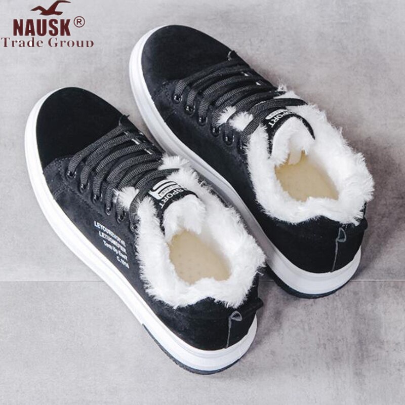 Vinter damskor varm päls plysch dam fritidsskor snörning sneakers plattform snöstövlar stor storlek wsn 324