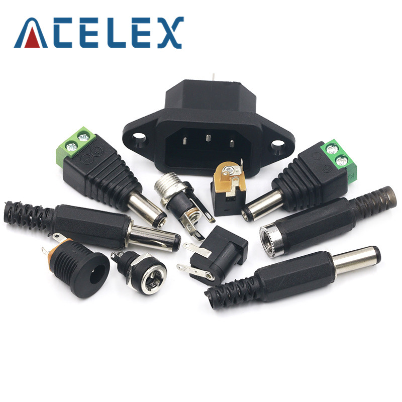 10PCS DC Power Connector pin 2.1x5.5mm Female Plug Jack + Male Plug Jack Socket Adapter PCB Mount DIY Adapter Connector 2.1X5.5