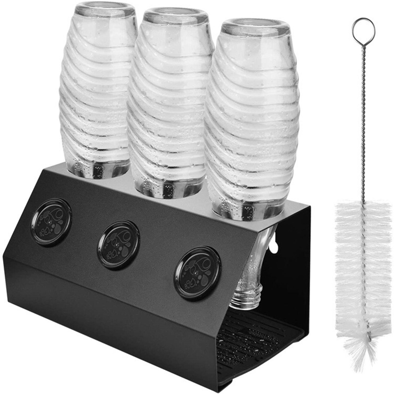 Sodastream Fles Houder Rvs Sodastream Fles Afdruiprek Vaatwasmachinebestendig Met Siliconen Pad En Borstel: Default Title