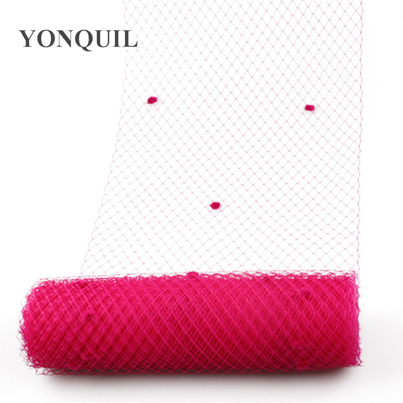 Lawenda 25CM Mix kropki welony z klatek fascynator welon DIY do włosów akcesoria kapelusz Millinery Handwork ślubne dla nowożeńców siatki nakrycia głowy: hot pink