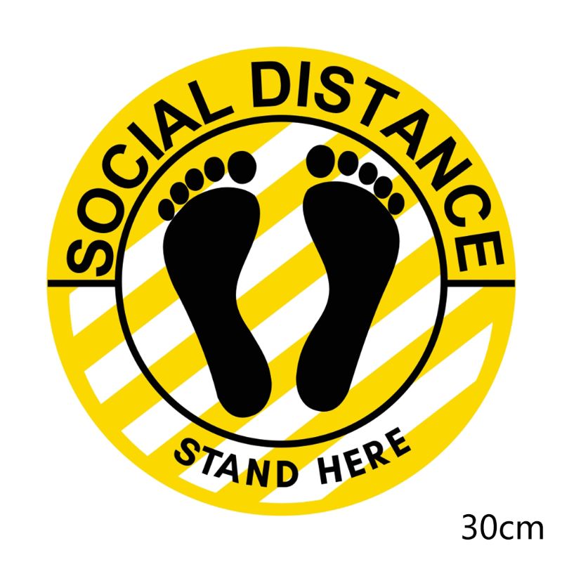 5Pcs Self Adhesive Social Distancing Floor Decals Anti-slip Ground Health Safety Sign Direction Marking Waterproof PVC Stickers: B7