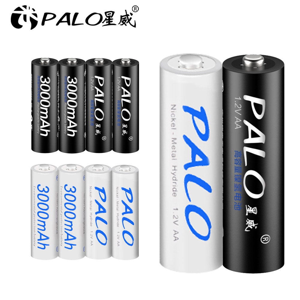 PALO 4/8/12/16pcs AA Battery Ni-MH 3000mAh 1.2V AA Rechargeable Batteries AA Bateria Baterias + 2pcs Battery Hold Case Boxes