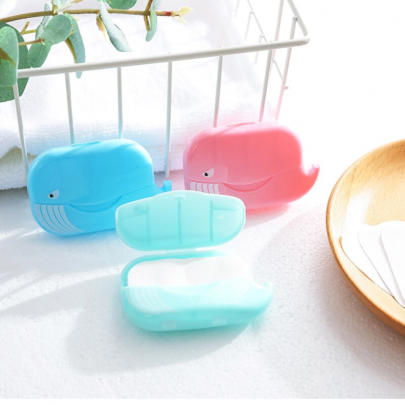 50 pièces jetables savon papier propre tranche mousse boîte Mini papier savon pour voyage en plein air