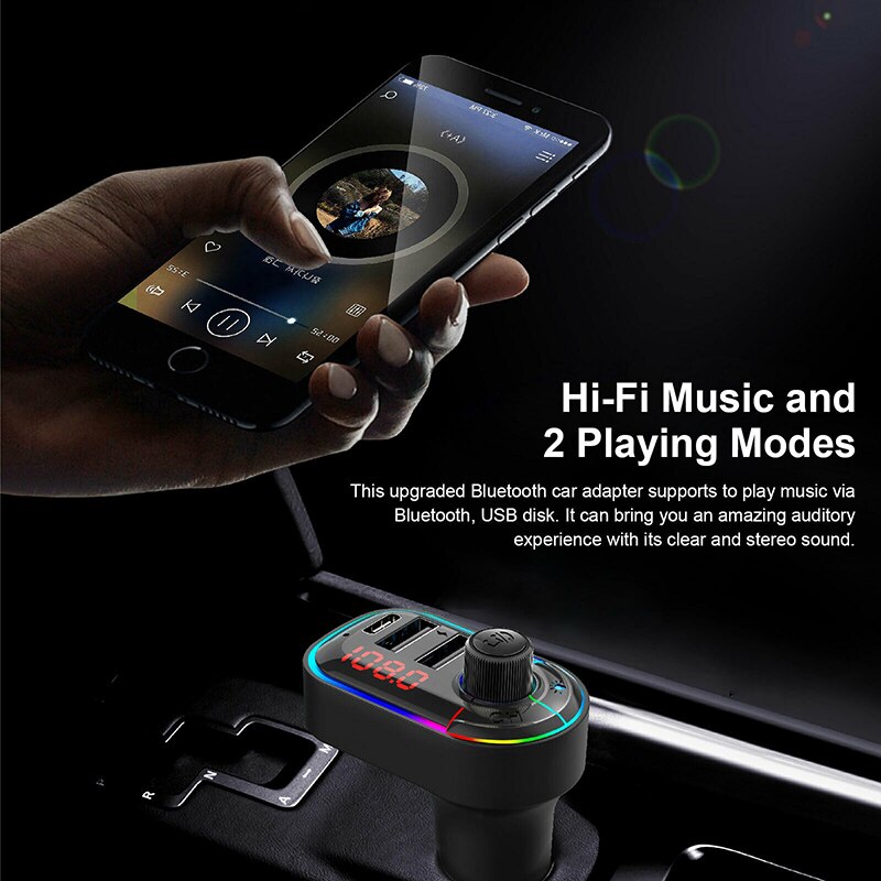 Car Bluetooth 5.0 FM Transmitter Wireless Adapter Mic Audio Receiver Auto MP3 Player 2.1A Dual USB Fast Charger Car Accessories