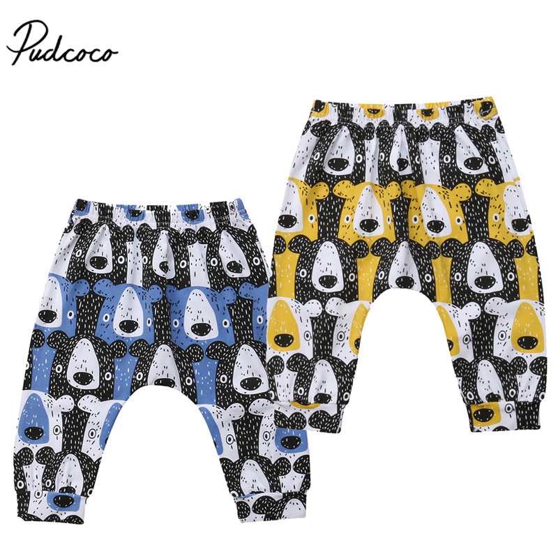 Newborn Baby Boys Girls Bear Print Pants Sweatpants Casual Loose Long Pant Trousers Bottoms Baby Clothing