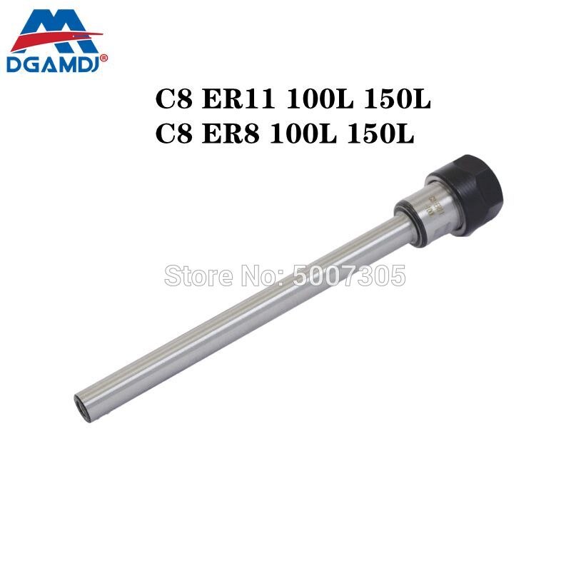 C8 ER11 100L 150L C8 ER8 100L 150L Extension Rod/ Straight Shank For CNC Milling Lathe For ER11 Collet With ER11 Nut
