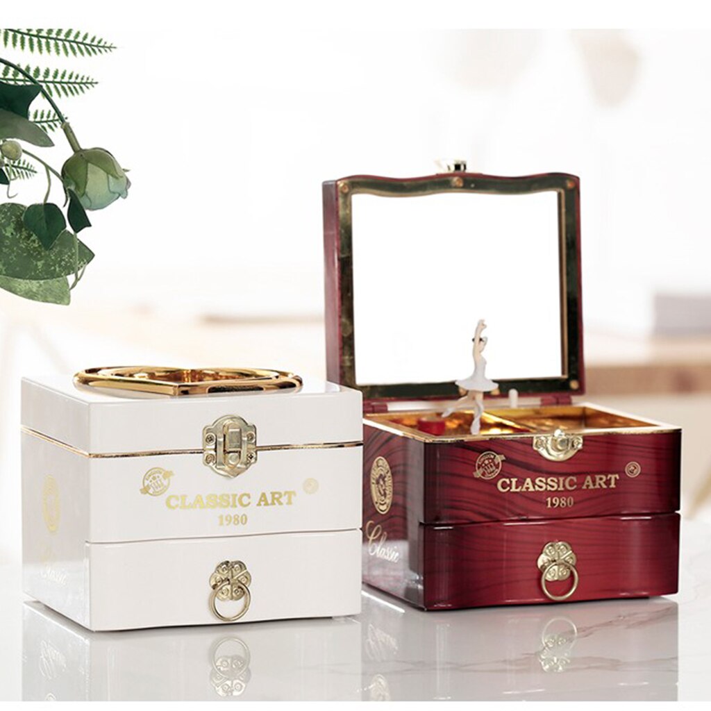 Handmade Dancer Ballerina Piano Music Box Plastic Hand Crank Music Box