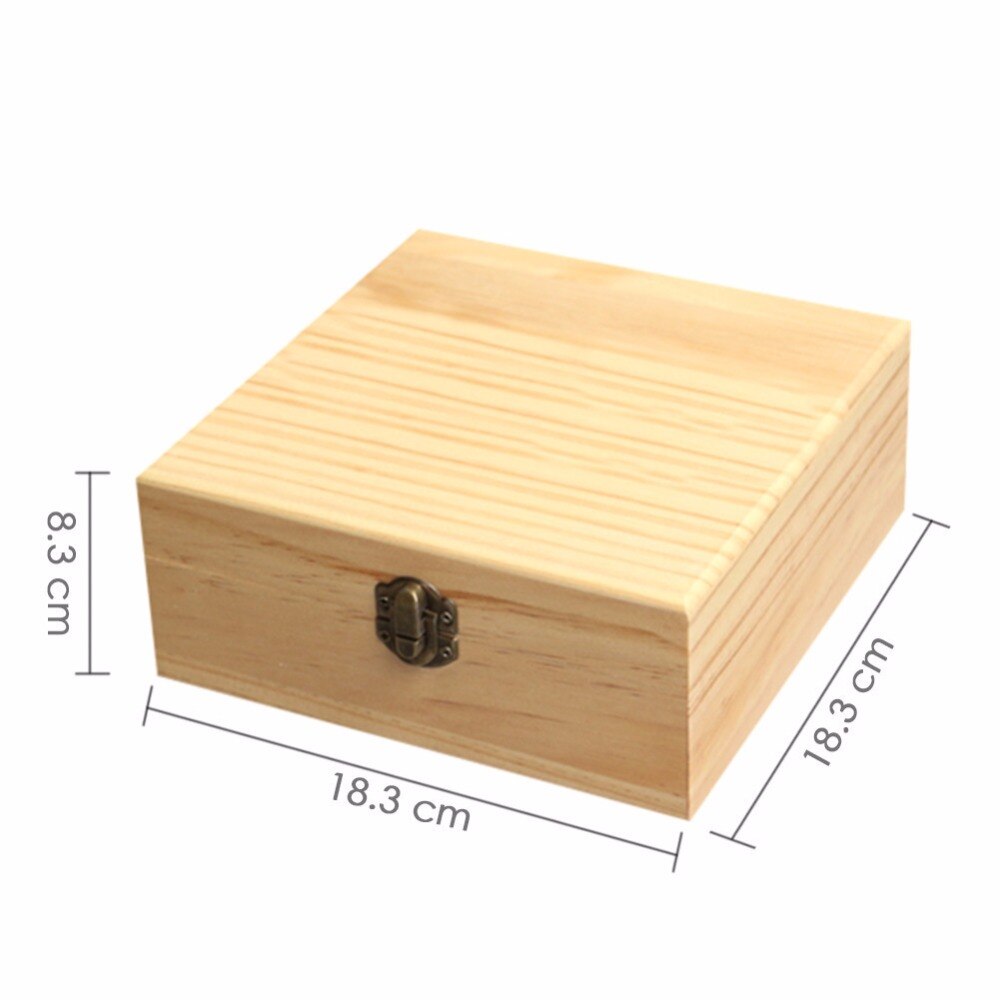 Frascos de aromaterapia de madera maciza con 25 ranuras, soporte para caja de aceites esenciales, organizador de almacenamiento para el hogar, 18,3x18,3x8,3 cm, madera de pino