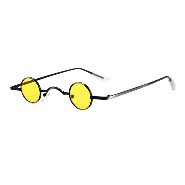 Retro Mini Sunglasses Round Men Metal Frame Gold Black Red Small Round Framed Sun Glasses: Yellow