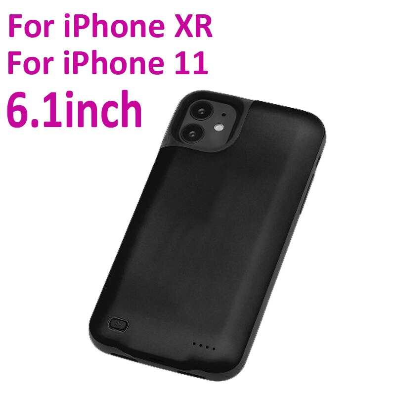 Battery Charger Case For iPhone X XS 11 pro Max Power Case External Battery Pack For iPhone XR XS Max 11 pro Phone charger case: Black for XR 11
