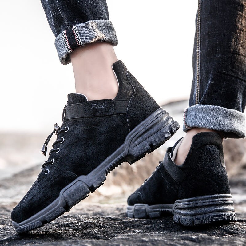 Neue Männer Vulkanisieren Schuhe Männlichen Jahrgang Turnschuhe Männer Herbst/Winter Plattform Schuhe herren Schuhe Gummi sohle: Schwarz / 10