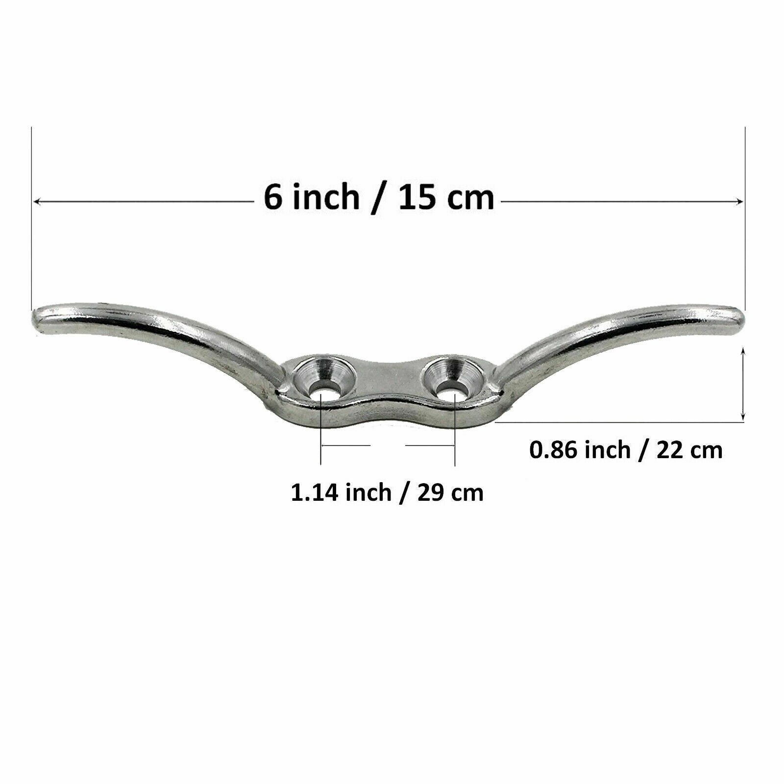 2x Stainless Steel 316 Flag Pole Cleat 6 Inch Cleat w/Hardware - Non-Rusting