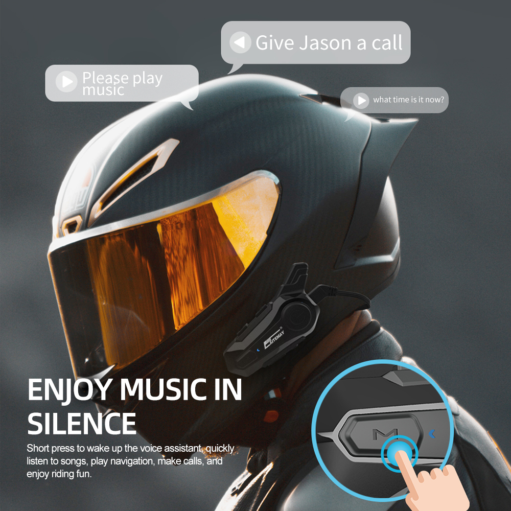 1/2x Motorrad Gegensprechanlage Helm Bluetooth 5,3 Freisprecheinrichtung 1000M Kommunikator Moto kabellos Noice die Ermäßigung Musik Teilen Interphone
