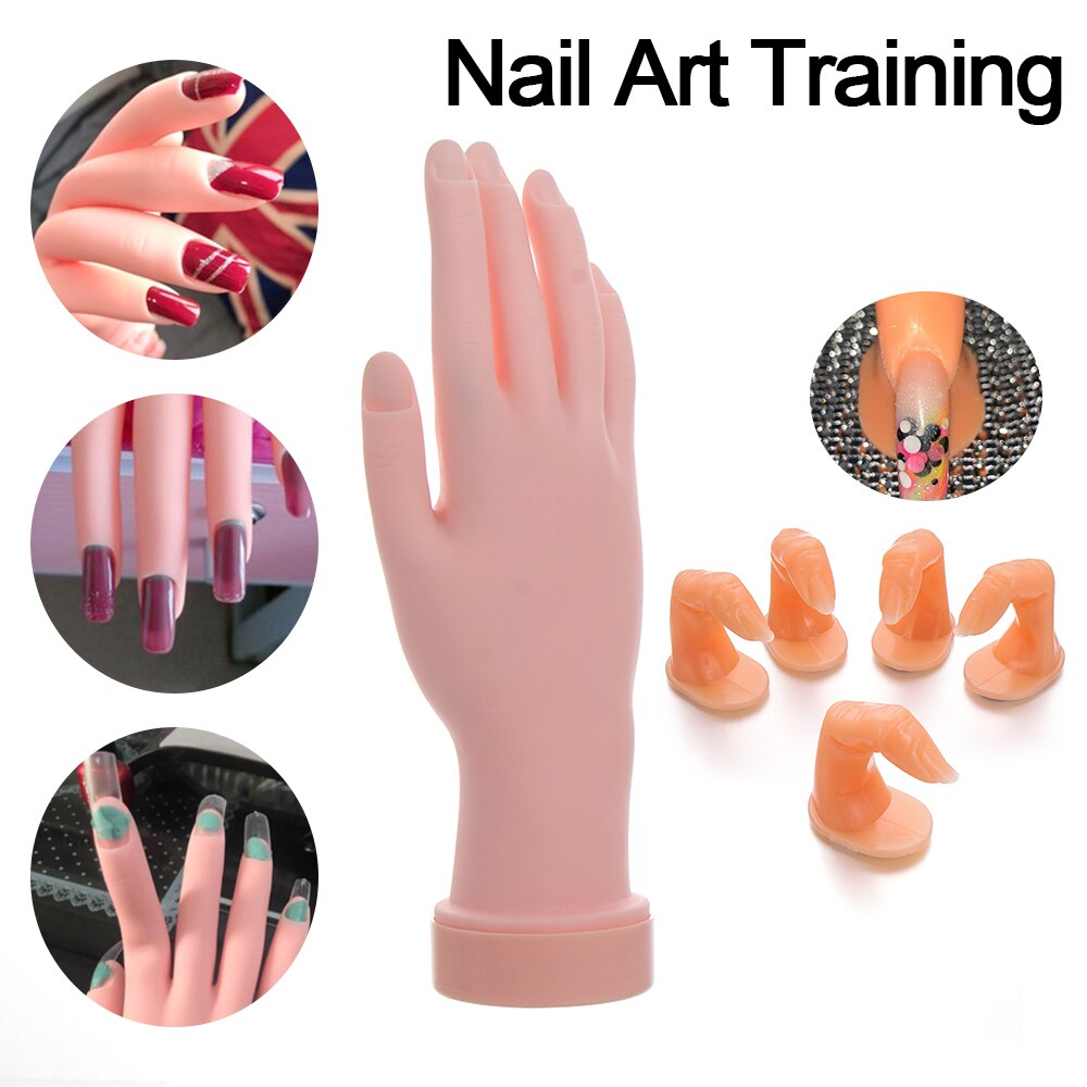 Professionele Acryl Gel False Hand Nail Art Training Plastic Nep Vinger Manicure Model Flexibele Diy Zachte Display Nail Tool