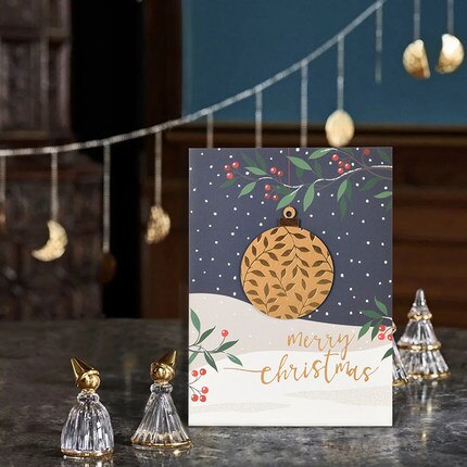 Gold Stamping Ornament Christmas Card 3D handmade Season&#39;s Greeting Invitation Card Business: 2104-08