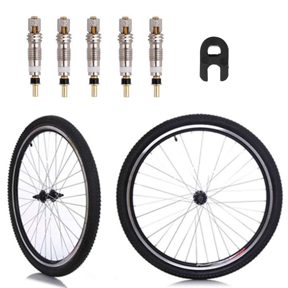 WOLMIK Fietsventieladapter - 6 stuks messing Presta-ventieladapter, converteer Presta naar Schrader voor fietsen en auto's, band opblazen met behulp van standaardpomp of luchtcompressor