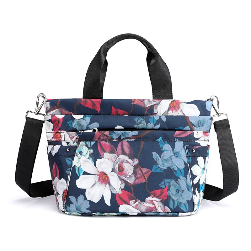 Bolso de mensajero con estampado de flores para mujer, bandolera de nailon resistente al agua, de , bolso de hombro: White jade flower