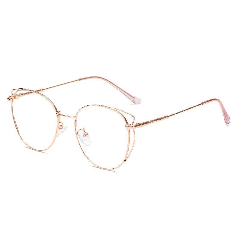 Gafas YOOSKE Anti Blue Light Cat Eyes monturas ópticas redondas de Metal gafas para mujeres y hombres: C5rosegold