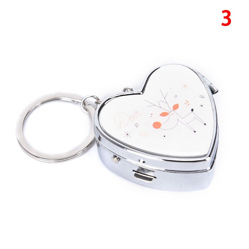 1 stuks draagbare metalen hartvormige pillendoos, opvouwbare pillendoos, metalen pillensnijder, medicijnorganizer, make-up opbergdoos: N3