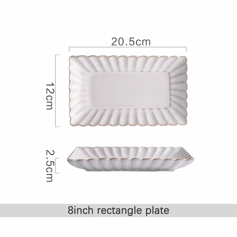 Ceramic Dinnerware Set Food Plates Dishes Dinner Plates Salad Soup Bowl Klin Glaze White Plates and Bowls Set for Restaurant: rectangle plate