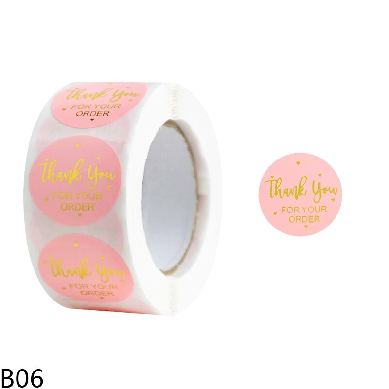 Étiquettes autocollantes merci à sceller, 500 pièces/rouleau, 2.5cm, pour emballage , Festival, fête d'anniversaire, décoration: B06