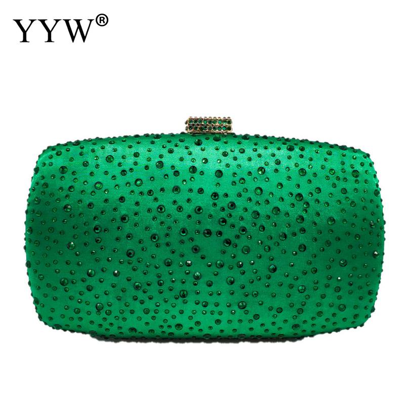 Geel Portemonnee Vol Strass Vrouwen Clutch Portemonnees Pochette Femme Green Party Clutch Suede Rose Purse Bruiloft Prom Bag Sac: green