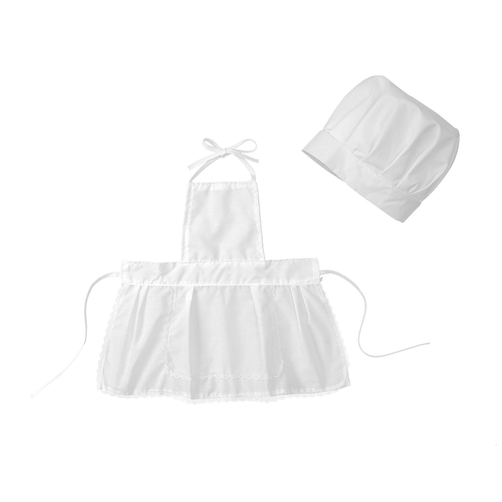 Hallowen Baby Cosplay Chef Apron Hat Kids Kitchen Cooking Backing Costume Kids Boys Girls Photography Clothes Photoshoot Bibs: Girls White / S
