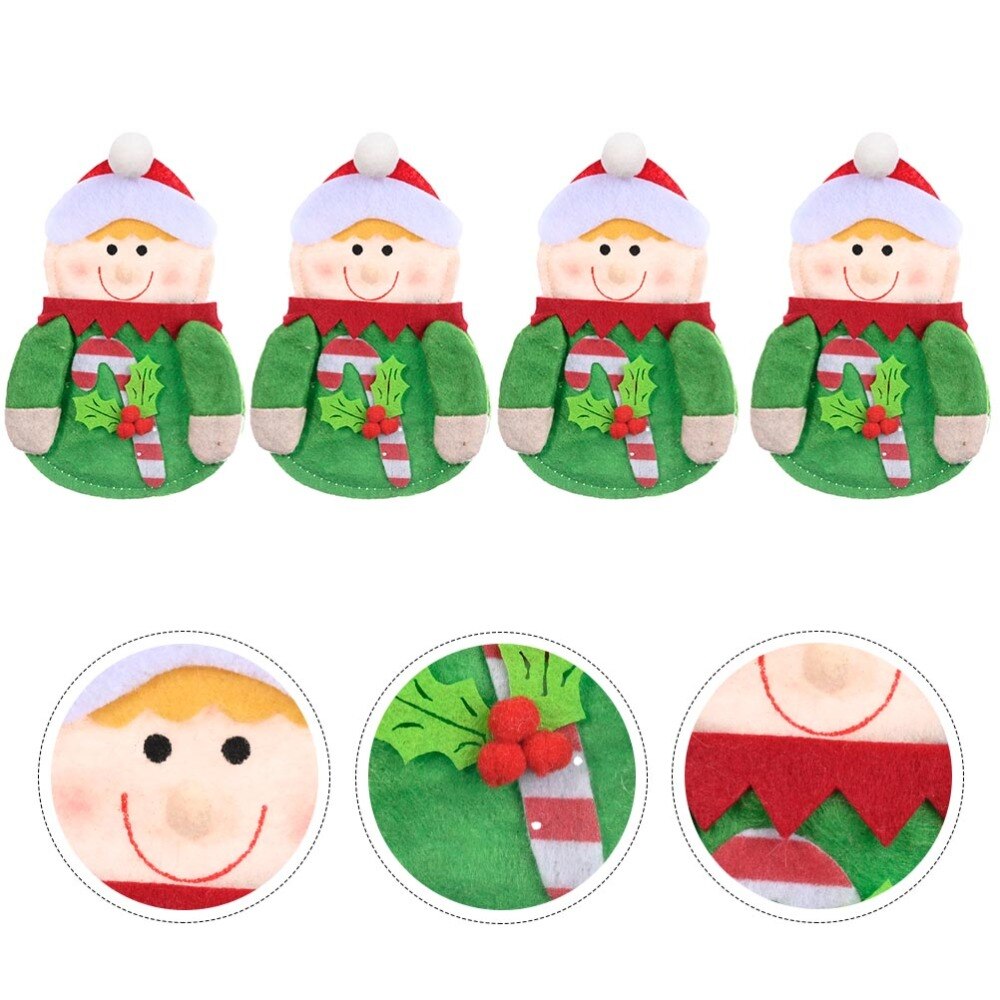 4 stk xmas girl non-woven servise veske dekorativ pose kniv gaffel veske