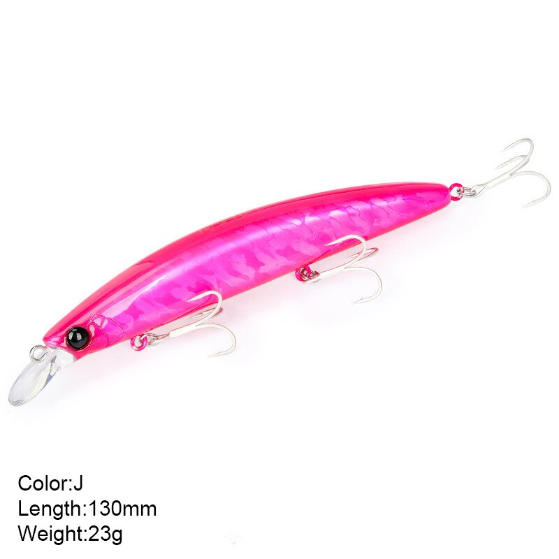 13cm 23g Fishing Lure Minnow Wobbler Lure Long Cast Deep Diving Floating Jerkbait Artificial Hard Bait Ocean Fishing Bass Bait: J