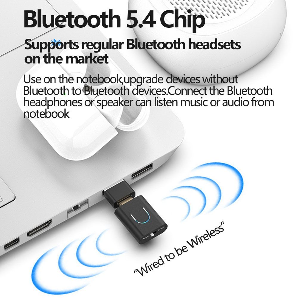 with Auracast Bluetooth 5.4 Audio Transmitter LC3 aptX-LL/HD Type-C Wireless Stereo Adapter Low Latency LE Audio Transmitter